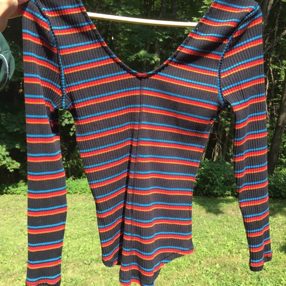 Free People Striped V Neck Top - Picture 1 of 3